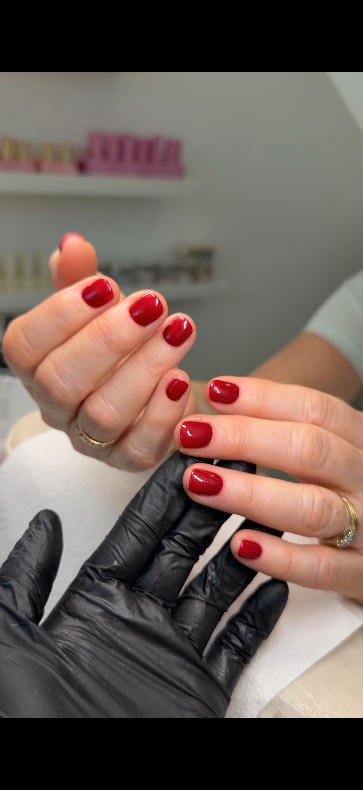 Deep red gel nails